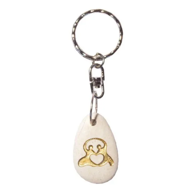 Bild von Schlüsselanhänger oneline Stein graviert gold bemalt