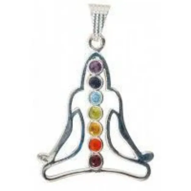 Bild von Anhänger Buddha mit Chakrasteinen aus Neusilber
