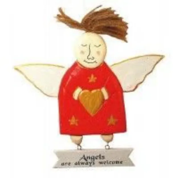 Bild von Schutz(b)engel Angels are welcome  Holz bunt 14x16cm