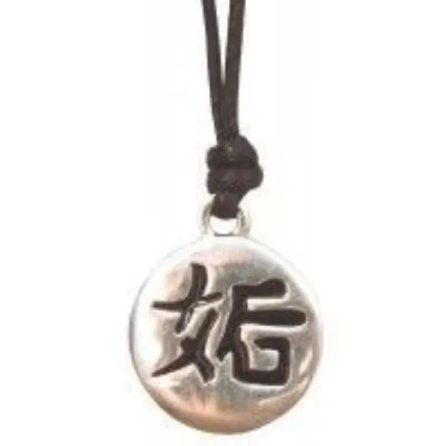 Bild von Anhänger Kou Zinn 3cm mit Baumwollband