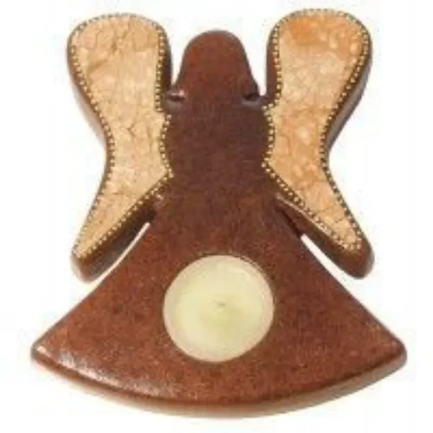 Bild von Teelichthalter Engel Terracotta braun 16cm