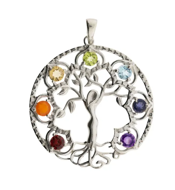 Bild von Anhänger Elfenbaum mit Chakrasteinen