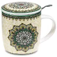 Bild von Teetasse mit Sieb und Deckel Mandala grün