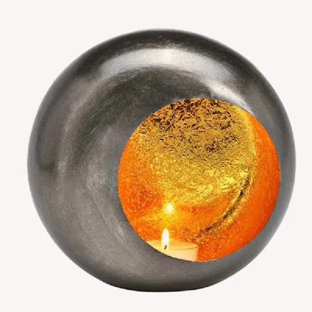 Bild von Windlicht Lichtzauber Sphäre schwarz, gold