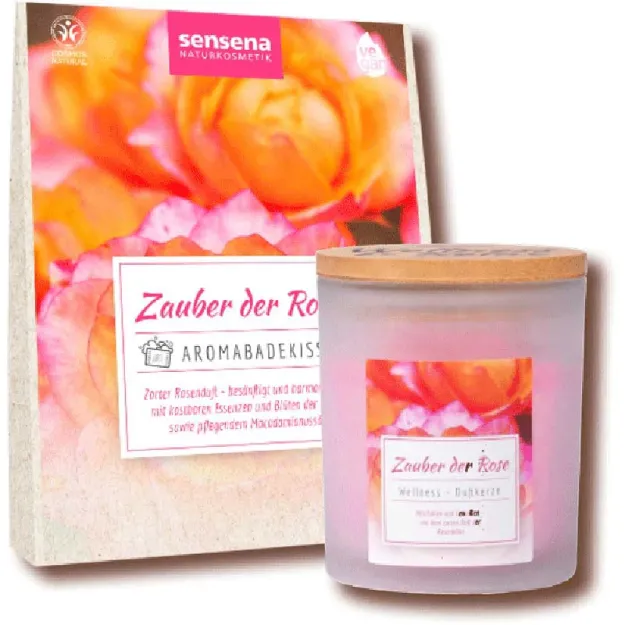 Bild von Set Zauber der Rose, Kerze & Aromakissen