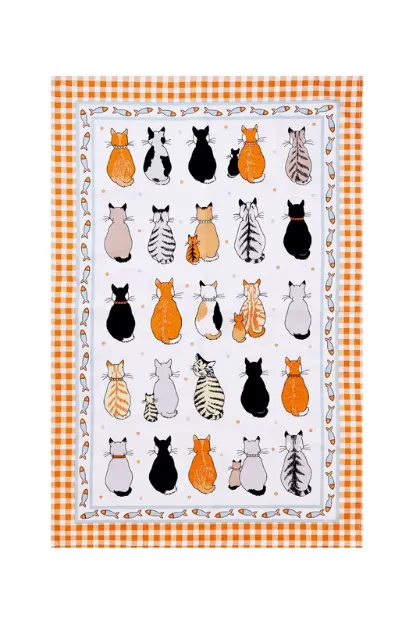 Bild von Cats In Waiting Cotton Tea Towel - Ulster Weavers