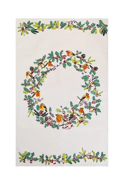 Bild von Christmas Robins Cotton Tea Towel - Ulster Weavers