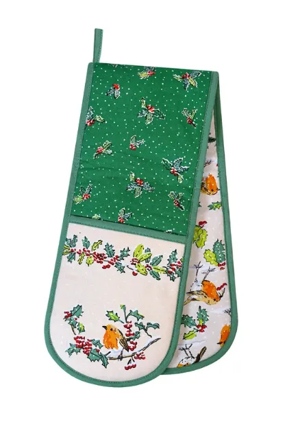 Bild von Christmas Robins Double Oven Glove - Ulster Weavers
