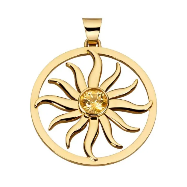 Bild von Anhänger SONNENRAD geschliffener, hochwertiger Citrin