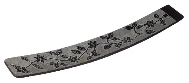 Bild von Räucherstäbchenhalter Blume Black Stone graviert 25x4