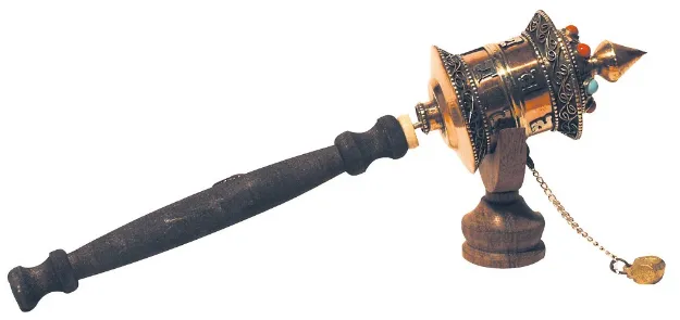 Bild von Gebetsmühle Om Mani... Kupfer 21cm