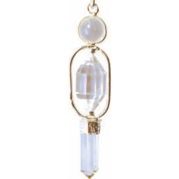 Bild von Anhänger Vertical Energy 8 cm, Bergkristall und Neusilber