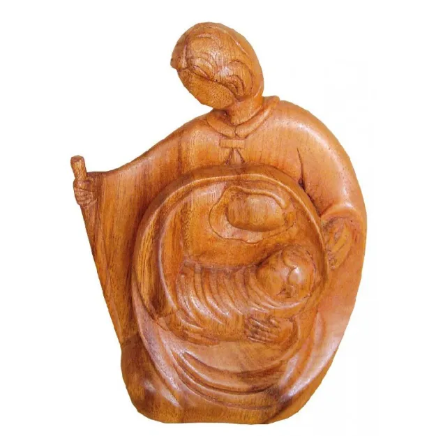 Bild von Heilige Familie Holz braun 12 cm x 18 cm