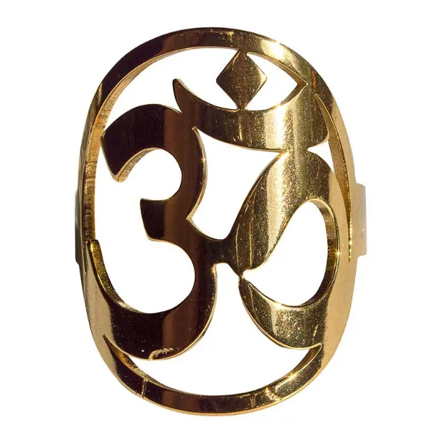 Bild von Ring Om (Ø1,5cm) Edelstahl vergoldet offen verstellbar (kleinste Grösse 54)