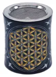 Bild von Räuchergefäss Blume des Lebens gold, Black Stone Ø9cm (Ø7,5cm innen) x10cm mit S