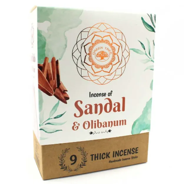 Bild von Green Tree Sandal & Olibanum Botanical Incense, 9 dicke Stäbchen