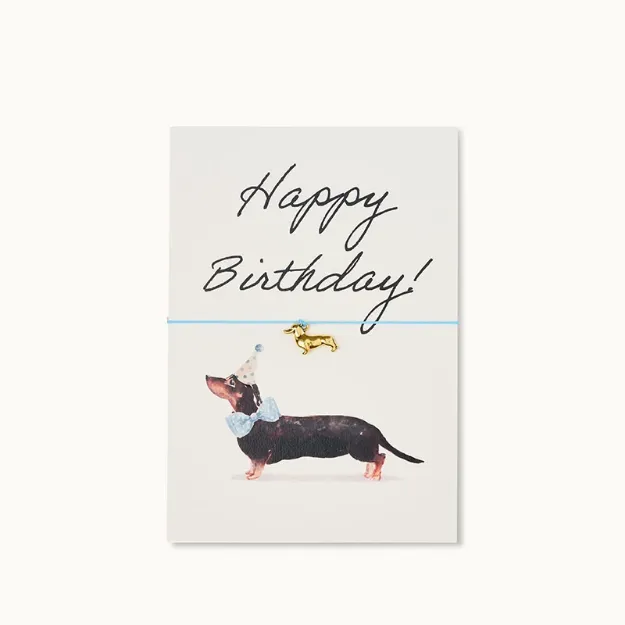 Bild von Armband-Karte: Happy Birthday Dachshund blue - by vivi.