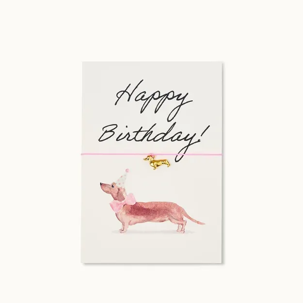 Bild von Armband-Karte: Happy Birthday Dachshund rose - by vivi.