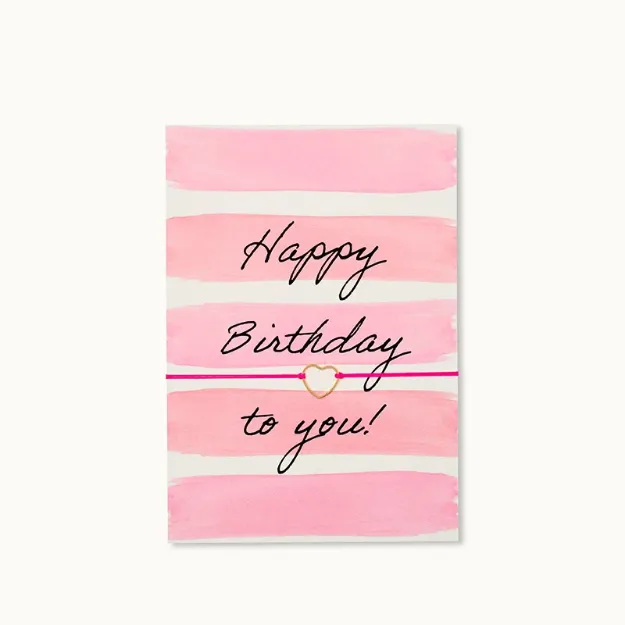 Bild von Armband-Karte: Happy Birthday Pink Stripes - by vivi.