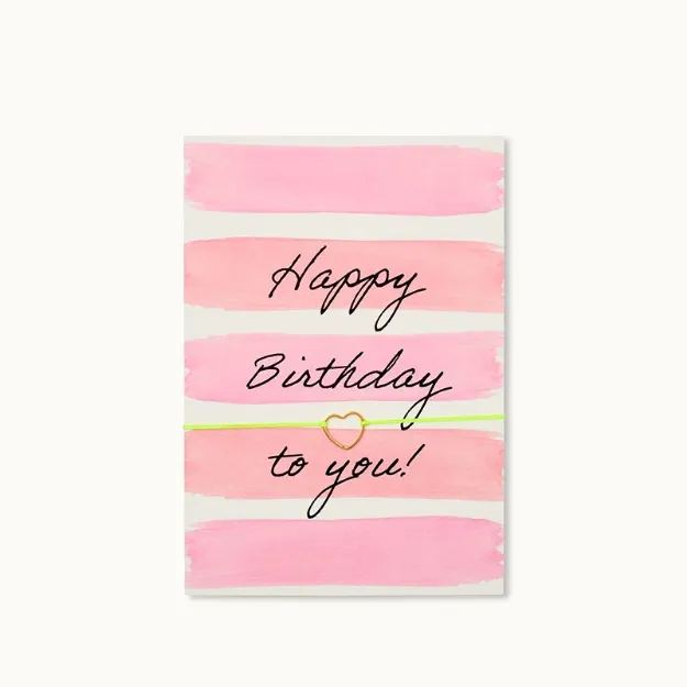 Bild von Armband-Karte: Happy Birthday Pink Stripes - by vivi.