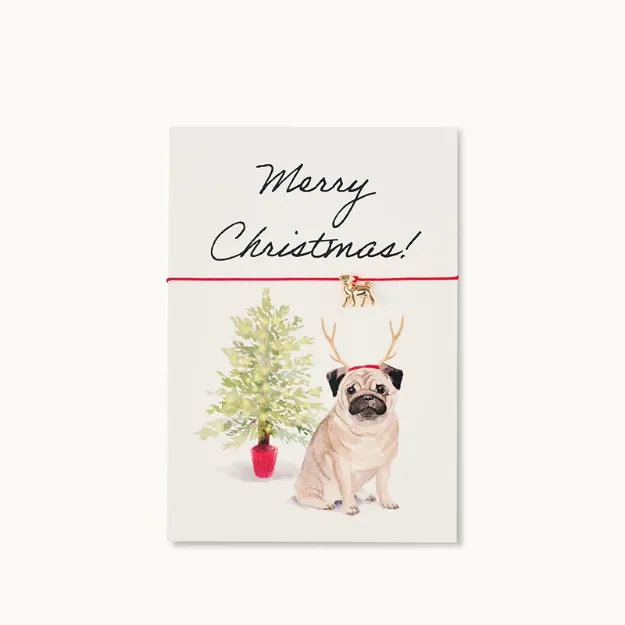 Bild von Armband-Karte: Merry Christmas Pug - by vivi.
