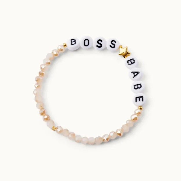 Bild von Wunscharmband Beige Boss*Babe - by vivi.