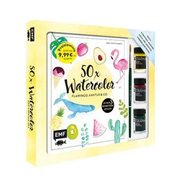 Bild von 50 x Watercolor – Flamingo, Kaktus & Co.– Starter-Set – Sonderausgabe