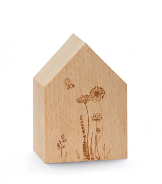 Bild von Holzhaus - Gräser und Blumen