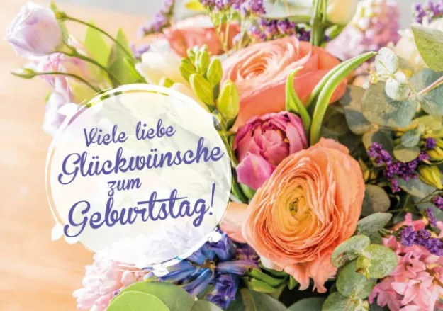 Bild von Faltkarte. Viele liebe Glückwünsche zumGeburtstag! Was wäre das Leben ohne Mens
