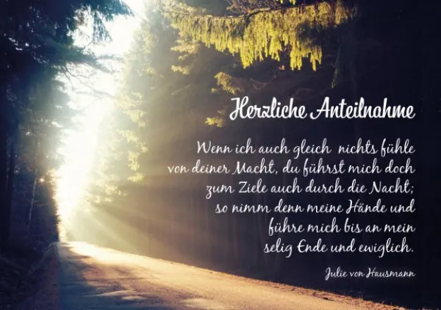 Bild von Faltkarte Herzliche Anteilnahme - Wennich auch gleich nichts fühle von deiner