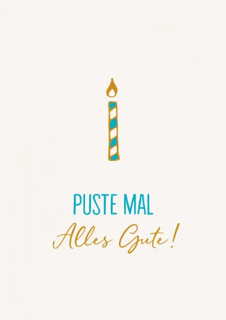 Bild von Postkarte. Puste mal - Alles Gute