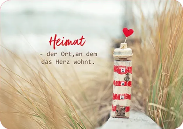 Bild von Postkarte. Heimat - der Ort. an dem dasHerz wohnt