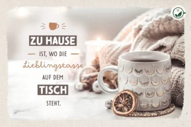 Bild von Zu Hause ist, wo die Lieblingstasse aufdem Tisch steht.