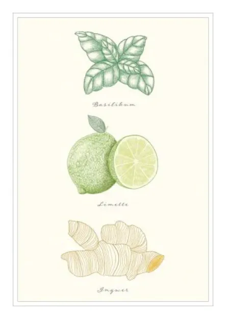 Bild von Postkarte. Basilikum-Limette-Ingwer 10Ex.