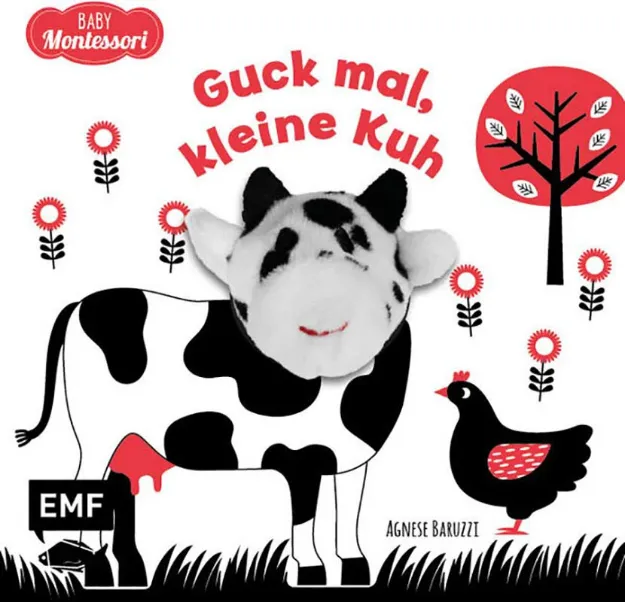 Bild von Kontrastbuch für Babys mit Fingerpuppe:Guck mal, kleine Kuh