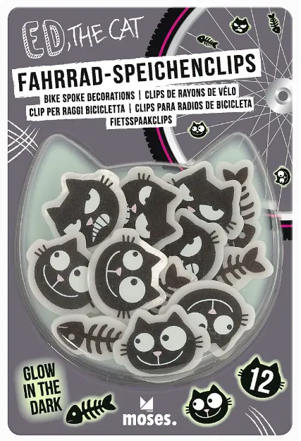 Bild von Ed, the Cat Fahrrad-Speichenclips Glow in the dark, VE-12