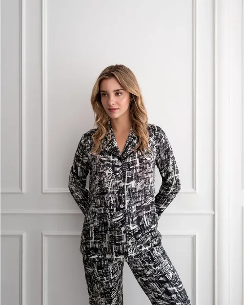 Bild von Bluse Straight Cut Black & White L (Variante von PJ) - by vivi.