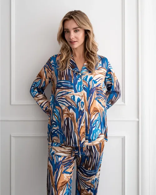 Bild von Bluse Straight Cut Blue Seaweed S (Variante von PJ) - by vivi.