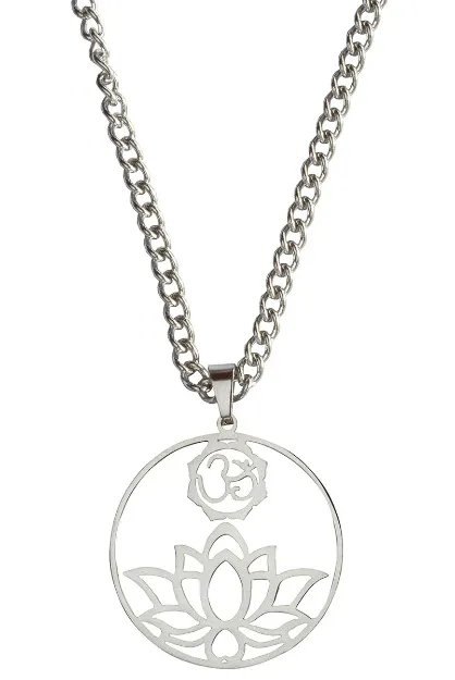 Bild von Halskette Om Lotus Edelstahl 3cm mit 50cm Edelstahlkette