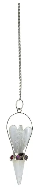 Bild von Pendel Engel Chakra (2x2,5cm), mit Bergkristallspitze (1x2cm), eingefasst in ver