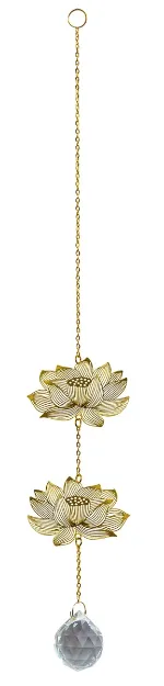 Bild von Suncatcher Lotus Messing mit 30mm Kristallkugel 6x40cm
