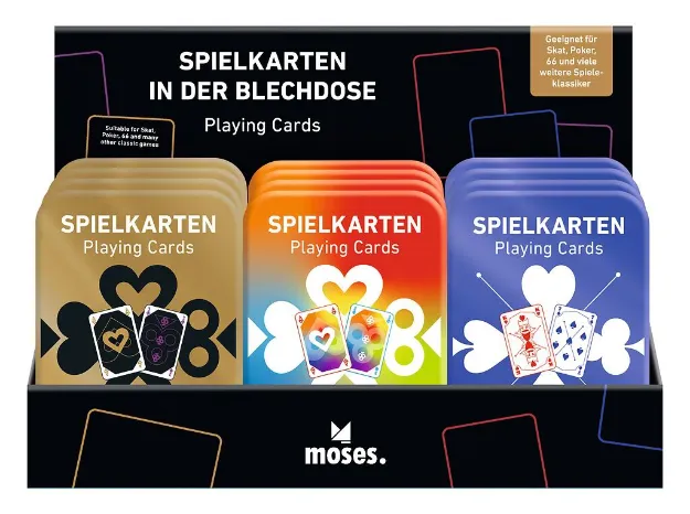 Bild von Display Spielkarten in der Blechdose