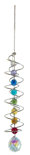 Bild von Suncatcher Helix Spirale Eisen mit 30mm Kristallkugel und 8xAchtecken in Chakren