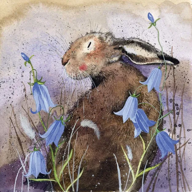 Bild von HARE AND BLUEBELLS BIRTHDAY CARD