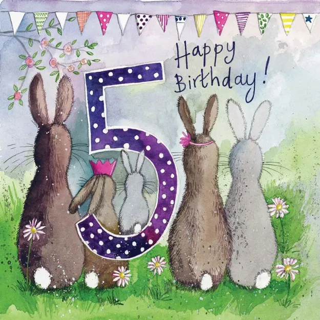 Bild von FIVE BUNNIES 5TH BIRTHDAY CARD