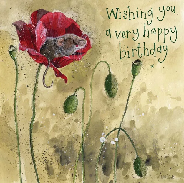 Bild von MOUSE AND POPPY BIRTHDAY CARD