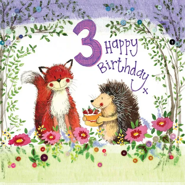 Bild von 3 YEAR OLD WOODLAND BIRTHDAY CARD