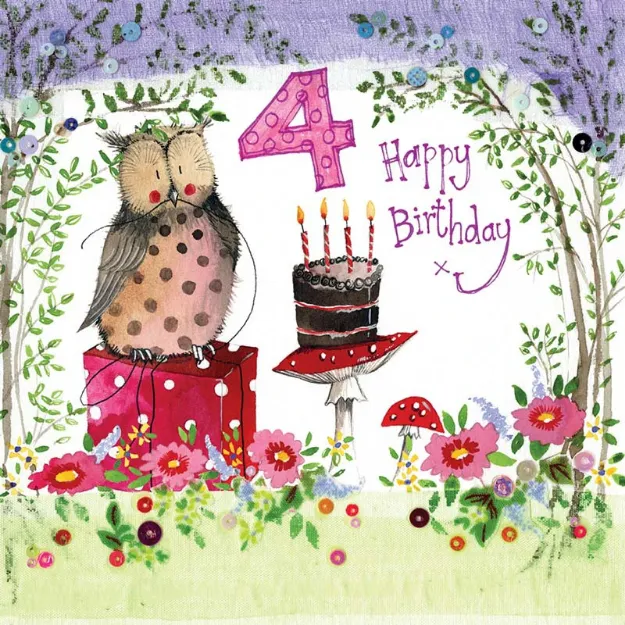 Bild von 4 YEAR OLD WOODLAND BIRTHDAY CARD