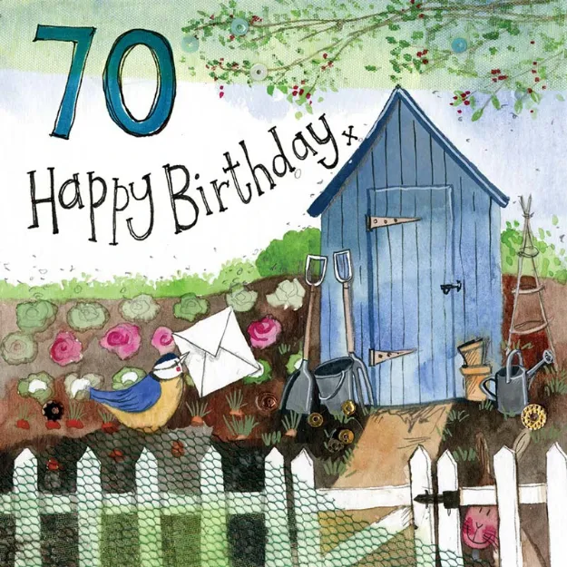 Bild von 70 YEAR OLD GARDEN HUT BIRTHDAY CARD