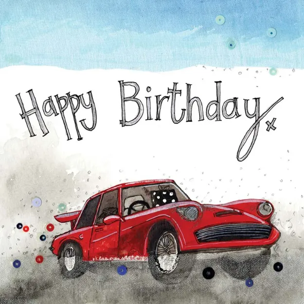 Bild von RED CAR BIRTHDAY CARD